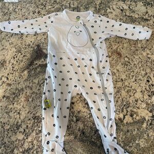 Nested Bean White Footed Baby One-Piece with Black Dot Pattern